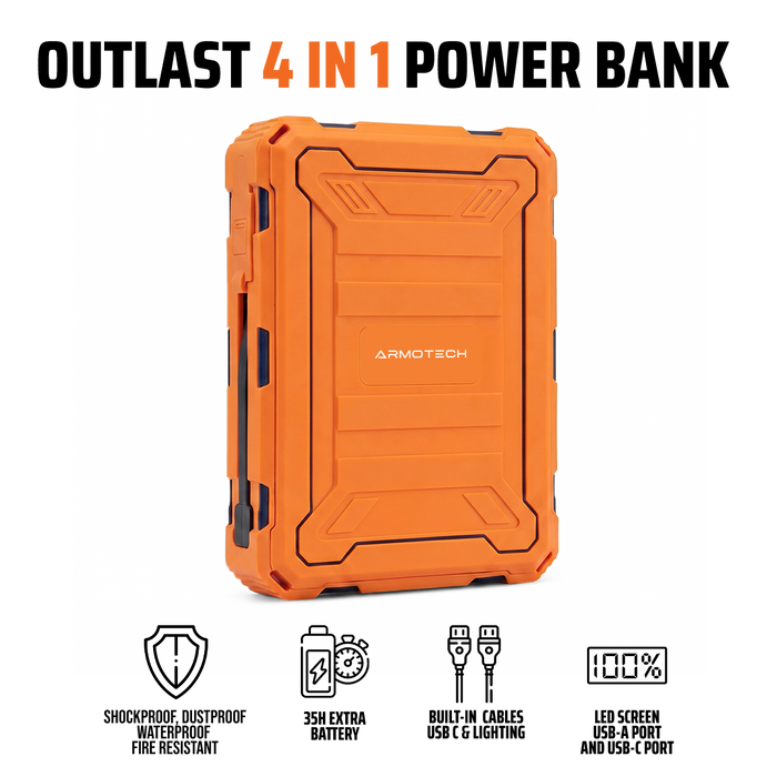 Orange ARMOTECH Outlast rugged power bank