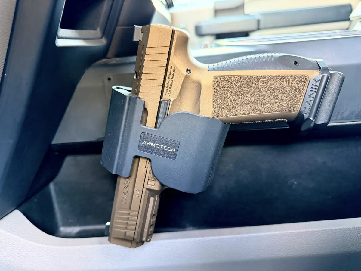 Richard Gallo's firearm secured in an ARMOTECH 4.0 mount